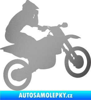 Samolepka Motorka 027 pravá motokros stříbrná metalíza