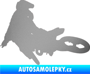 Samolepka Motorka 028 levá motokros stříbrná metalíza
