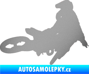 Samolepka Motorka 028 pravá motokros stříbrná metalíza
