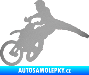 Samolepka Motorka 030 levá motokros stříbrná metalíza