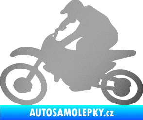 Samolepka Motorka 031 levá motokros stříbrná metalíza