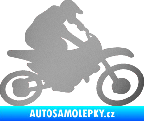Samolepka Motorka 031 pravá motokros stříbrná metalíza