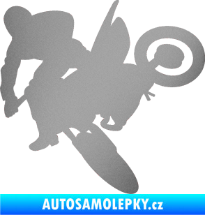 Samolepka Motorka 033 levá motokros stříbrná metalíza