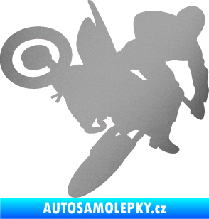 Samolepka Motorka 033 pravá motokros stříbrná metalíza