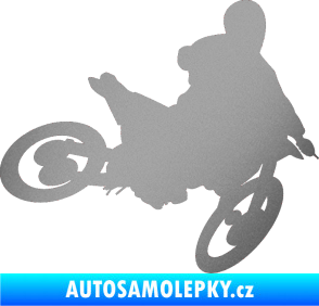Samolepka Motorka 034 pravá motokros stříbrná metalíza