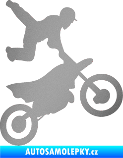 Samolepka Motorka 036 pravá motokros freestyle stříbrná metalíza