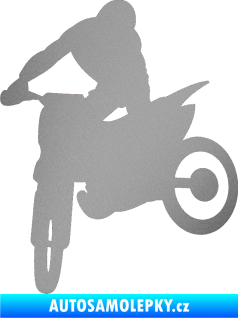 Samolepka Motorka 037 levá motokros stříbrná metalíza