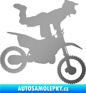 Samolepka Motorka 038 pravá motokros freestyle stříbrná metalíza