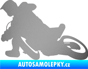 Samolepka Motorka 039 levá motokros stříbrná metalíza