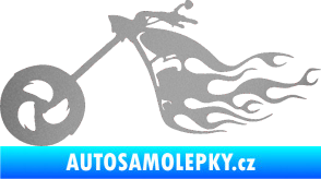 Samolepka Motorka 042 levá plameny stříbrná metalíza