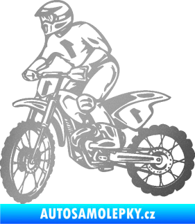 Samolepka Motorka 043 levá motokros stříbrná metalíza