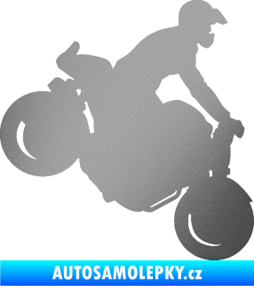 Samolepka Motorka 044 pravá motokros stříbrná metalíza