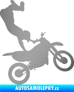 Samolepka Motorka 047 pravá motokros freestyle stříbrná metalíza