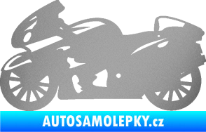 Samolepka Motorka 048 levá silniční stříbrná metalíza
