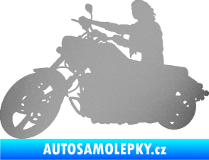 Samolepka Motorka 050 levá stříbrná metalíza