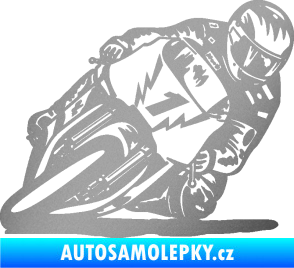 Samolepka Motorka 051 pravá stříbrná metalíza