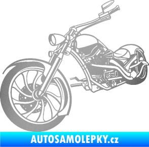 Samolepka Motorka chopper 002 levá stříbrná metalíza