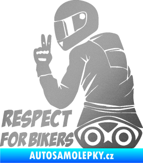 Samolepka Motorkář 003 levá respect for bikers nápis stříbrná metalíza