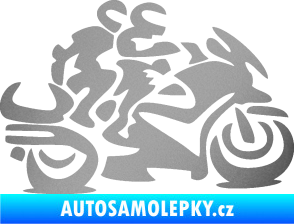 Samolepka Motorkář 009 pravá se spolujezdcem stříbrná metalíza