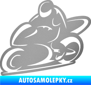 Samolepka Motorkář 011 levá stříbrná metalíza