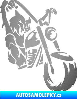Samolepka Motorkář 015 pravá harley stříbrná metalíza