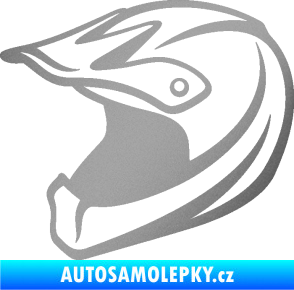 Samolepka Motorkářská helma 001 levá stříbrná metalíza