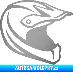 Samolepka Motorkářská helma 001 pravá stříbrná metalíza