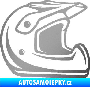 Samolepka Motorkářská helma 002 pravá stříbrná metalíza