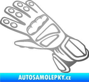 Samolepka Motorkářské rukavice 002 levá stříbrná metalíza