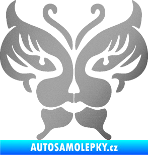 Samolepka Motýl 016 kočičí obličej stříbrná metalíza
