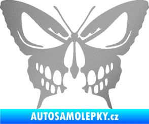 Samolepka Motýl 017 lebka stříbrná metalíza