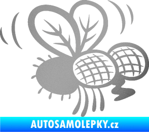 Samolepka Moucha 002 pravá stříbrná metalíza