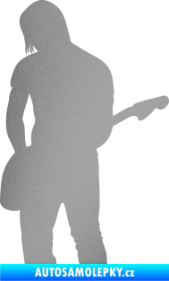 Samolepka Music 005 levá hráč na kytaru stříbrná metalíza