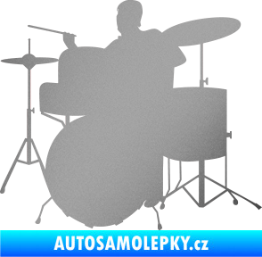 Samolepka Music 011 levá hráč na bicí stříbrná metalíza