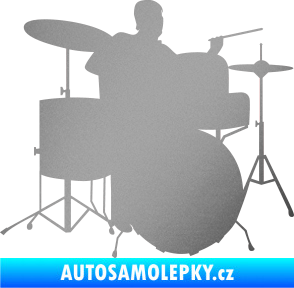 Samolepka Music 011 pravá hráč na bicí stříbrná metalíza