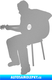 Samolepka Music 012 levá  kytarista stříbrná metalíza