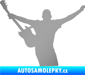 Samolepka Music 024 levá kytarista rocker stříbrná metalíza