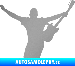 Samolepka Music 024 pravá kytarista rocker stříbrná metalíza
