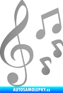 Samolepka Music noty a houslový klíč 002 stříbrná metalíza