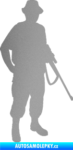 Samolepka Myslivec 004 pravá stříbrná metalíza