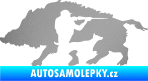 Samolepka Myslivost 006 levá divoké prase stříbrná metalíza