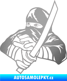 Samolepka Ninja silueta levá stříbrná metalíza