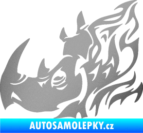 Samolepka Nosorožec 004 levá stříbrná metalíza