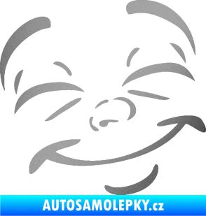 Samolepka Obličej 004 pravá šťastný stříbrná metalíza