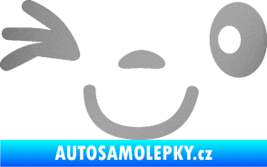 Samolepka Obličej 008 levá mrkající stříbrná metalíza