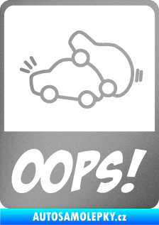 Samolepka Oops love cars 002 stříbrná metalíza