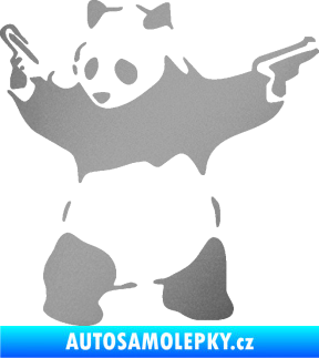 Samolepka Panda 007 levá gangster stříbrná metalíza