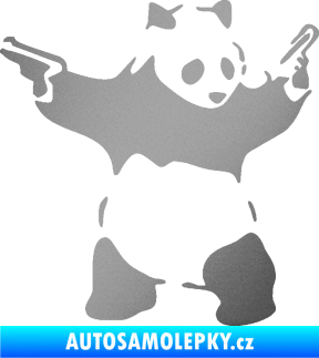 Samolepka Panda 007 pravá gangster stříbrná metalíza
