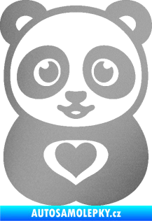 Samolepka Panda 008 roztomilá stříbrná metalíza