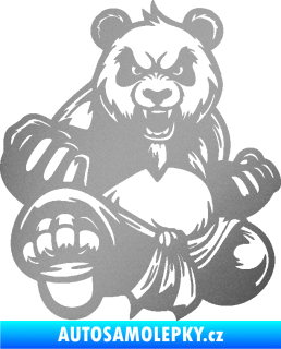 Samolepka Panda 012 levá Kung Fu bojovník stříbrná metalíza